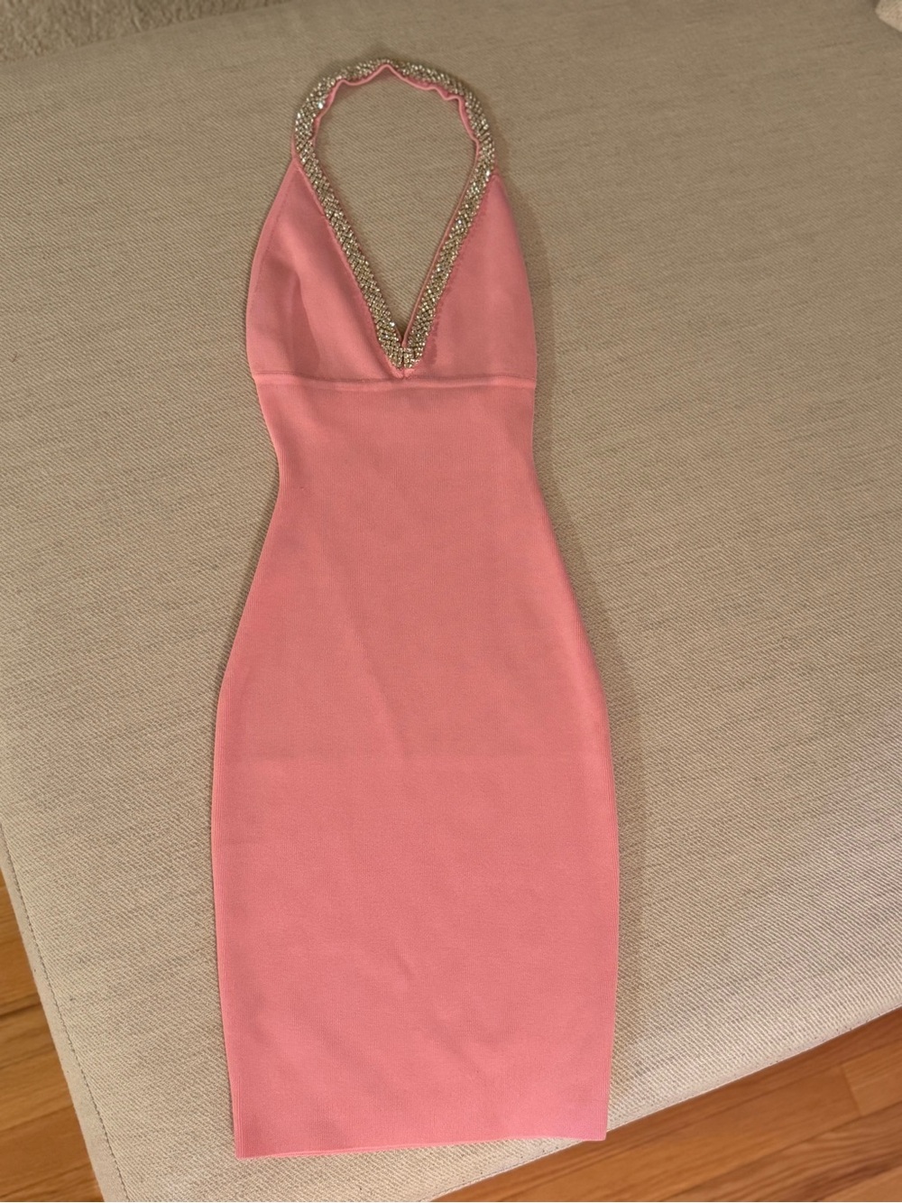 Pink Sleeveless V-Neck Mini Dress - Picture 2 of 5